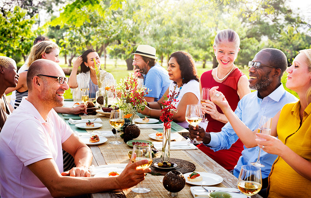 Friends dining outdoor